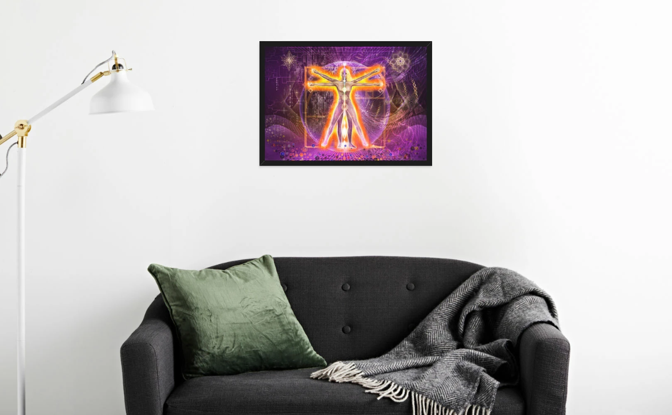 Vitruvian GodSelf Framed Print - PrimalAlchemy